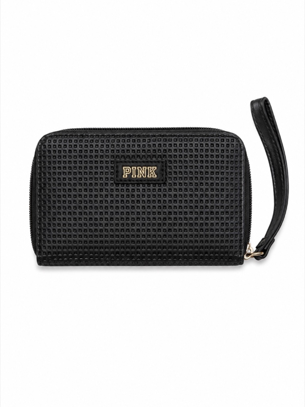 Victoria's Secret PINK Black Zip Around Wristlet Wallet Card Holder